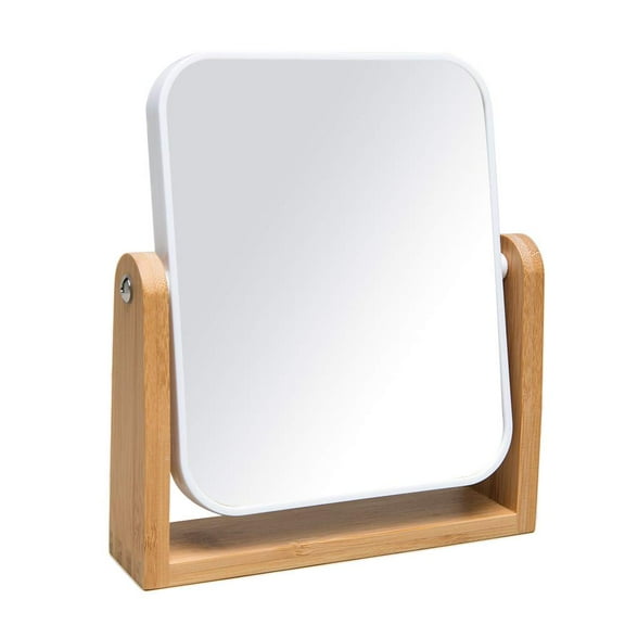 Vanity Makeup Mirror with Natural Bamboo Stand,8 Inch 1X/3X Magnification Double Sided 360 Degree Swivel Magnifying Mirror,Portable Table Desk Countertop Mirror Bathroom Shaving Make Up Mirror