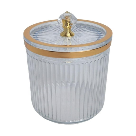 Vanity Makeups Organizer Bathroom Qtip Dispenser Jar, Dustproof Cosmetics Jar Swab Holder Canister for Restroom, Desktop, Countertop Household Hotel Transparent