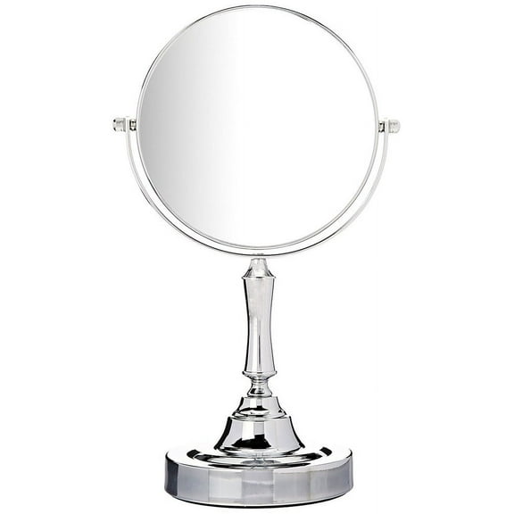 Vanity Mirror Chrome 6-inch Tabletop Two-Sided Swivel with 10x Magnification, makeup mirror 11-inch Height, Chrome Finish