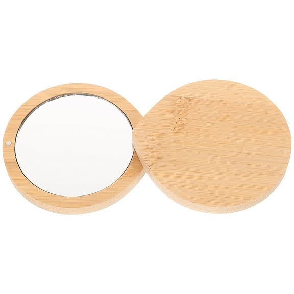 Vanity Mirror Hand Portable Makeup Pocket Travel Compact Handheld Bamboo Small Mini