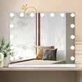 thumbnail image 1 of Vanity Mirror with Lights – 22.8" Bluetooth Hollywood Mirror with 15 LED Bulbs, 10X Magnifier, 3 Light Modes, USB Port, Touch Control for Makeup, Bedroom, Bathroom (White), 1 of 6