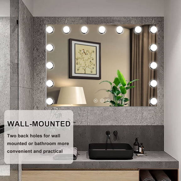 Vanity Mirror with Lights,2318" Makeup Mirror,Hollywood Mirror with 15 LED,3 Color Modes & Detachable 10X Zoom Mirror,Slim Metal Frame Design,Smart Touch Control,Plug in