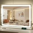 thumbnail image 1 of Vanity Mirror with Lights, 32" x 22" Large Lighted Vanity Mirror with Dimmable 3 Modes, LED Makeup Mirror, Touch Screen Control, USB Charging Port, Tabletop or Wall-Mounted, 1 of 7