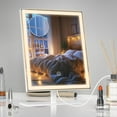 thumbnail image 1 of Vanity Mirror with Lights, Makeup Mirror with Lights, 3 Color Lighting, Dimmable Brightness, Detachable 10X Magnification, 13.5" H x 10" W Tabletop Lighted Make Up Mirror with Lighting, White, 1 of 15