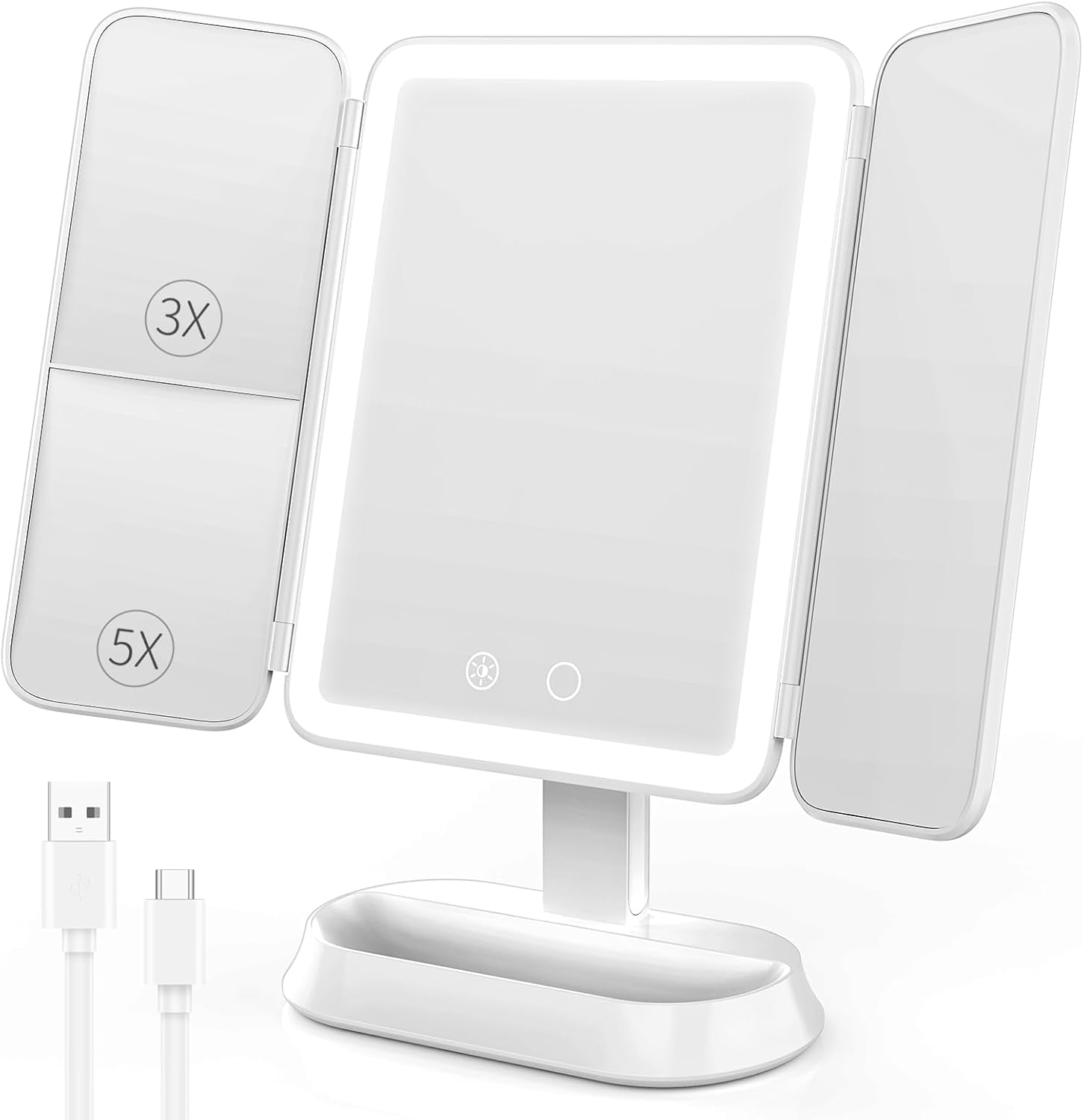 Vanity Mirror with Lights - Rechargeable Lighted Makeup Mirror 1X/3X/5X ...