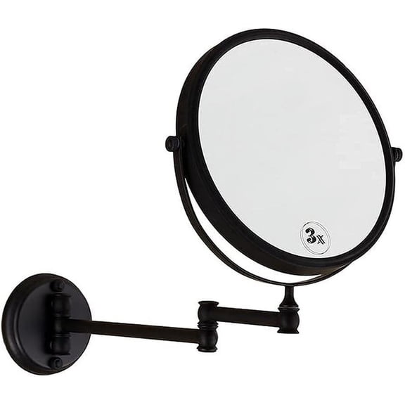 Vanity Mirror,Makeup Mirror Vanity Mirror Chromed Steel Double Sided Extending Wall Mounted Mirror | Swivel Mirror for Bathroom | Black,3X Magnification Cosmetic Mirror /3X