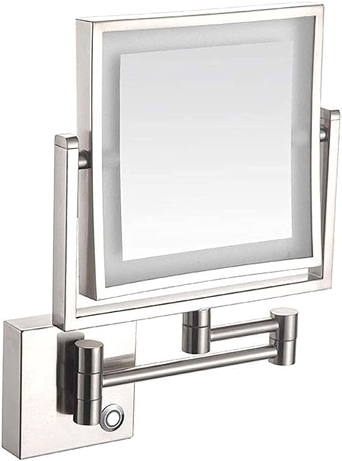 Vanity Mirror,Square Wall Mount Led Lighted Makeup Mirror 3X Magnifying ...