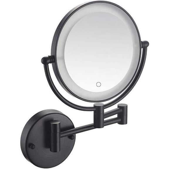 Vanity Mirror,Wall Mount Led Lighted Makeup Mirror 3X Magnifying Cosmetic Mirror Touch Screen 360 Swivel Extendable Two Sided Vanity Mirror for Bathroom 8 inch UK Plug (Ar/Black Bron