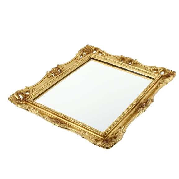 Vanity Mirror Wall Mounted Decorative Square Retro Style Makeup Office Desk Decorations Resin Glass Travel