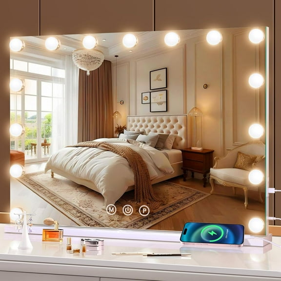 Vanity Mirror with Lights, Light Up Mirror with Touch 3 Colors Dimmable, Memory Function