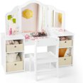 Vanity Princess Dressing with TriFolding Mirror Open Shelves & 4 Boxes