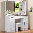 Vanity Set with Lighted Mirror, Makeup Vanity Table with 7 Drawers