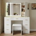 Vanity Set with Lighted Mirror, Makeup Vanity Table with 7 Drawers