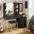 Vanity Desk with Mirror and Lights, UHOMEPRO Vanity Table Makeup Desk