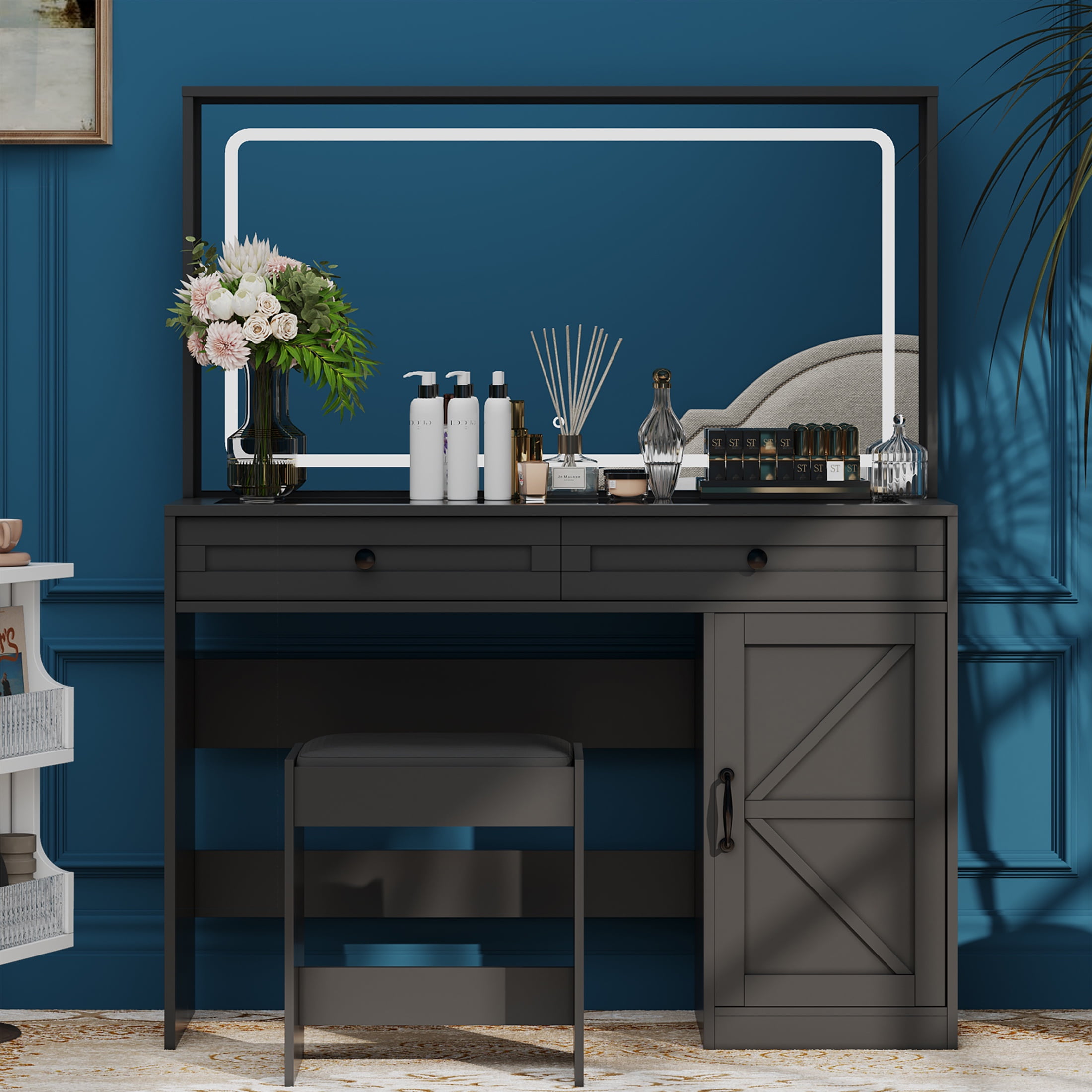 Bedroom set with vanity desk discount