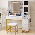 thumbnail image 1 of Vanity Set with Lighted Mirror, VIPLIVE Vanity Desk with Stool Family Room, 1 of 9