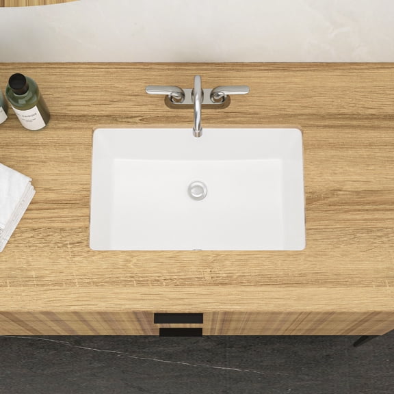 Vanity With Sink, 21"x13" White Ceramic Rectangular Undermount Bathroom Sink with Overflow, White Bathroom Vanity,Ceramic Single Sink Vanity, Bath & Faucets Bathroom Vanities