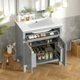 thumbnail image 1 of Vanity With Sink, 30" Bathroom Vanity with Ceramic Sink, Modern Gray Single Bathroom Cabinet with 2 Doors and a Shelf, Soft Close Doors, Gray Bathroom Vanity,Solid Wood+Mdf Single Sink Vanity, 1 of 25