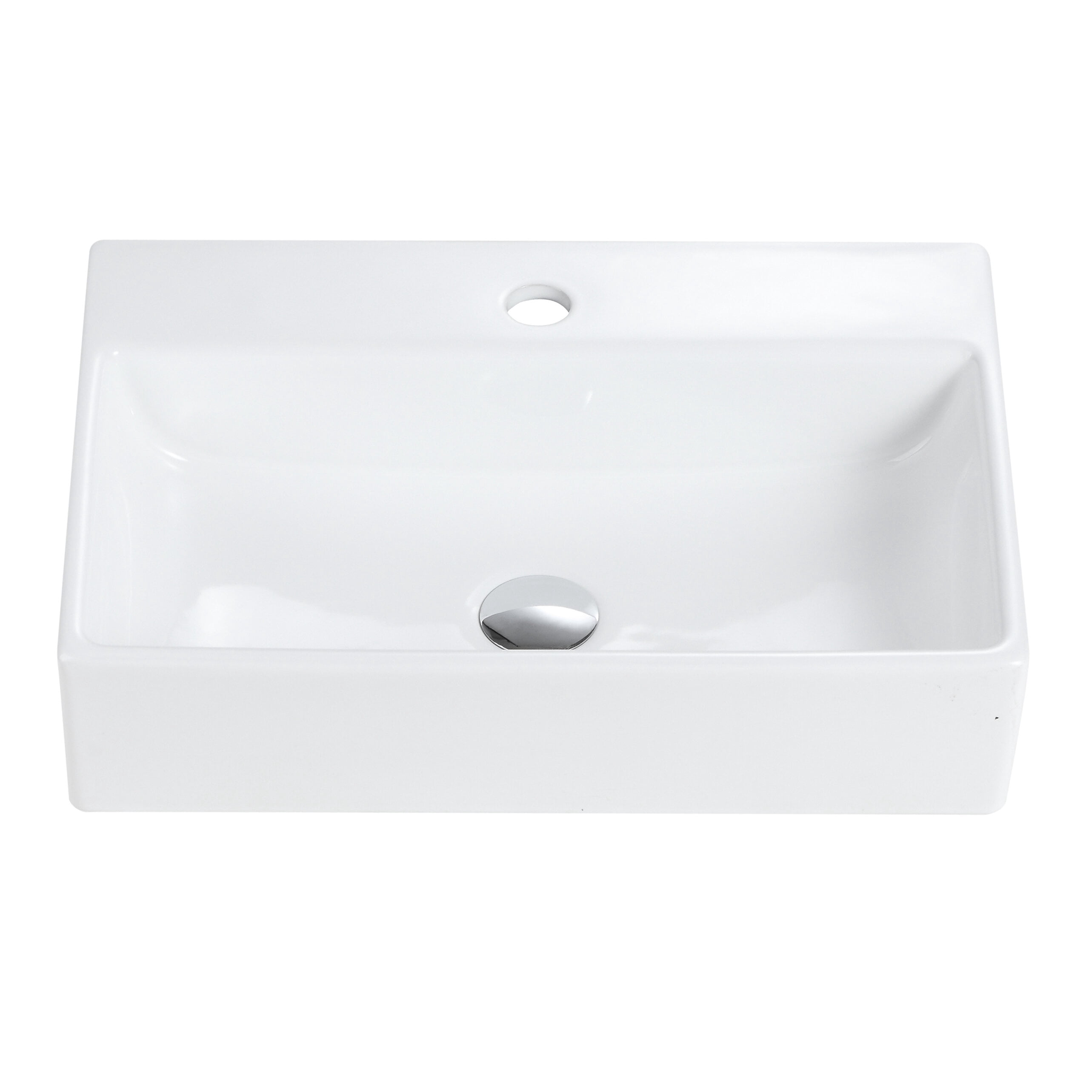 Vanity With Sink, BB15-20Y-301 20"x14" Integrated White Ceramic Bathroom Sink With 1 Faucet Hole & Overflow, Gloss White Bathroom Vanity,Ceramic Single Sink Vanity, Bath & Faucets Bathroom Vanities