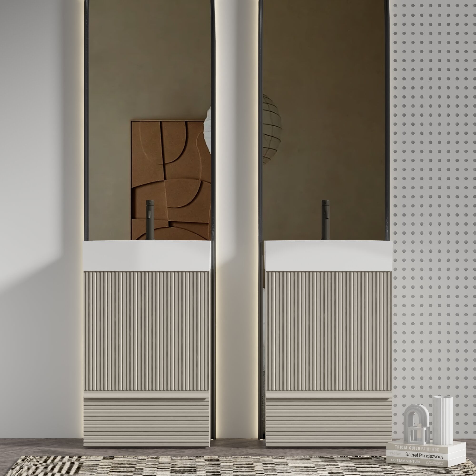 Vanity With Sink, Gada 20" Striped Cashmere Grey Bathroom Vanity with Ceramic Sink, Freestanding Bathroom Cabinet for Modern Bathroom, KD, Grey Bathroom Vanity,Mdf Single Sink Vanity