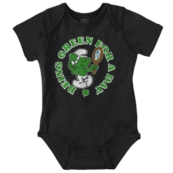 Vanity Smurf Green For St Paddys Day Romper Boys or Girls Infant Baby Brisco Brands 12M