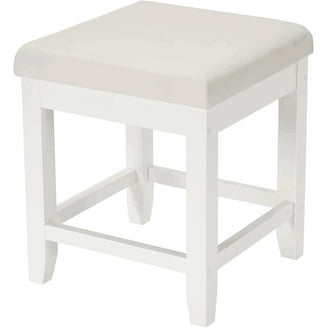 MUPATER Makeup Vanity Stool Chair with Low Back, Round Leather