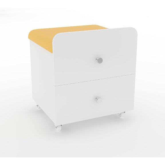 Vanity Stool Chair with Storage, 17.32" l x 15.16" w x 17.32" h PU Ottoman with Lockable Wheels & Storage Drawer, Modern Multifunctional Chairs for Makeup