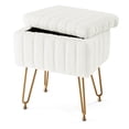 thumbnail image 1 of Vanity Stool Chair with Storage, Ottoman Faux Fur Soft Padded Makeup Footstools Seat with 4 Metal Legs Anti-Slip Adjustable Feet Modern, 1 of 6