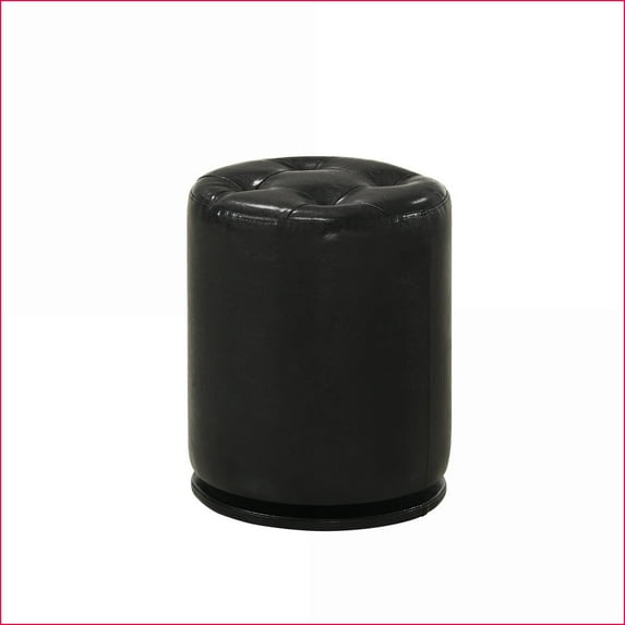Vanity Stool, Glam Contemporary Round Swivel Button Tufted for Vanity Set | Black | Fabric