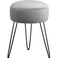 thumbnail image 1 of Vanity Stool, Gray Vanity Stools for Makeup Room, Round Ottoman Foot Stool, Velvet Footrest Vanity Chair for Bathroom Vanity, Bedroom, Living Room, Entryway, Offices, 1 of 14