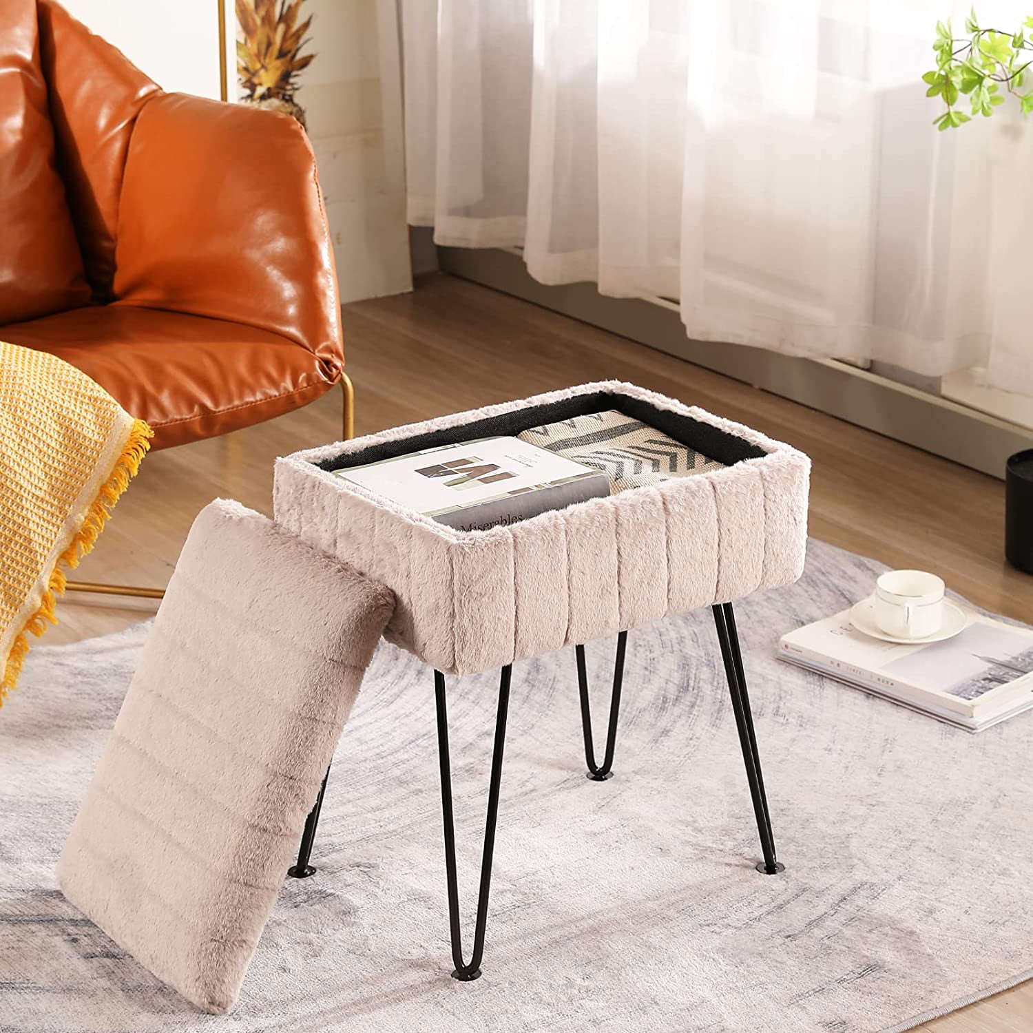 Vanity set with faux fur stool hotsell