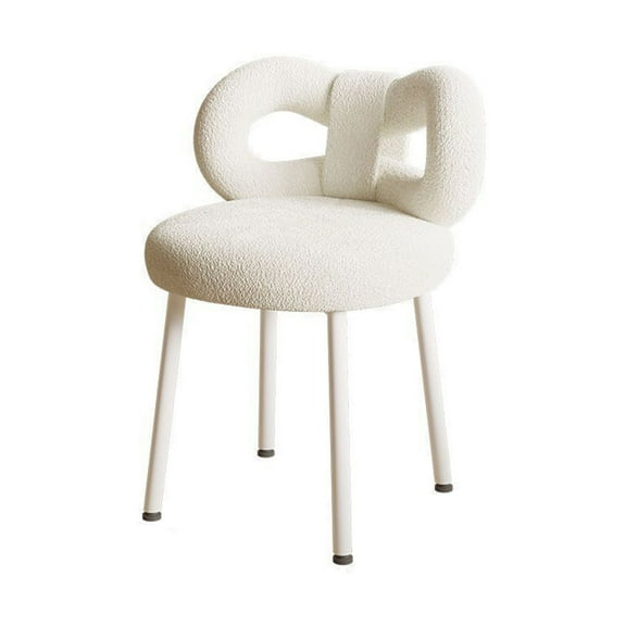 Vanity Stool with Bowknot Backrest Living Room Women Girls Bedroom Makeup Chair Adjustable Foot Pads Armless Dressing Chair Side Table Seat