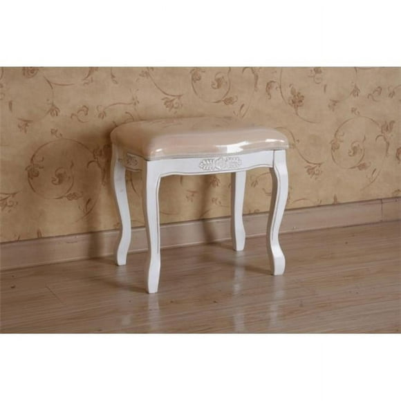 Vanity Stool with Cushion Top - Antique White