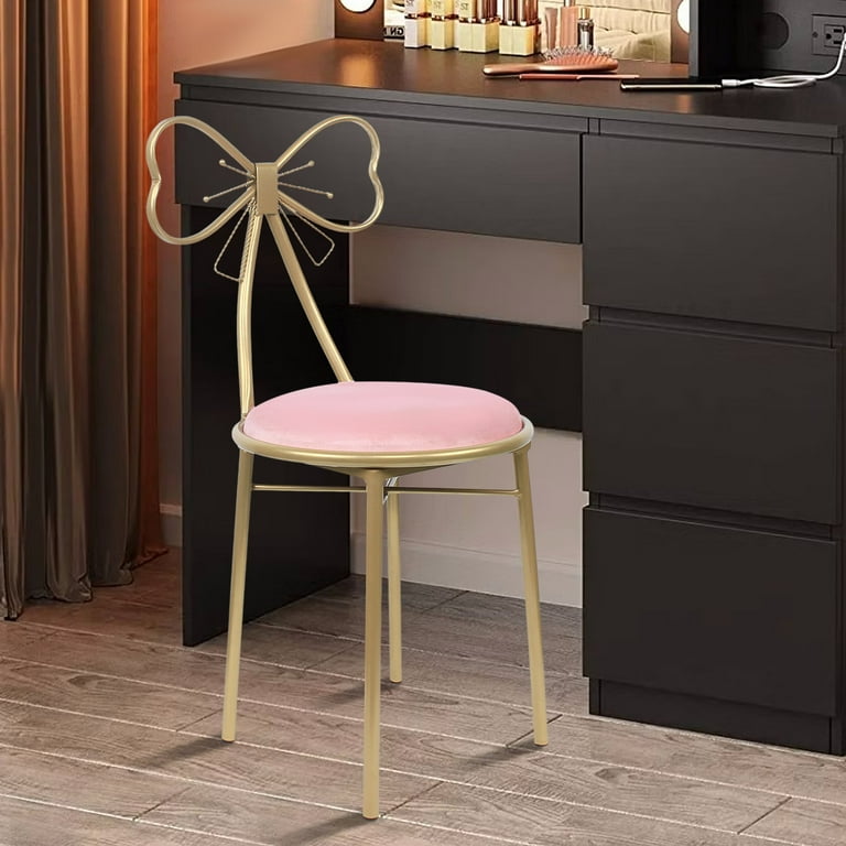 Vanity Stool Chair Dressing Room Make-up Stool Bedroom Office Chair Pink