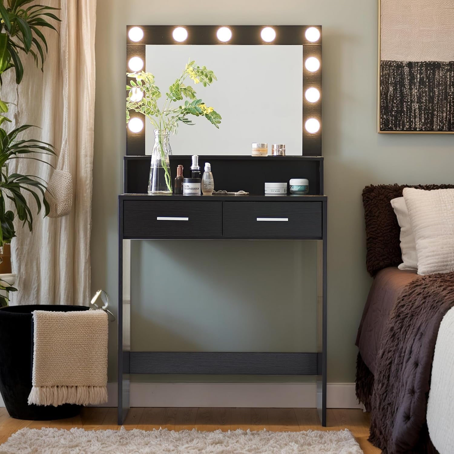 Vanity Table with Mirror, 2 Drawers and 3Tier Storage Makeup Vanity — free download
