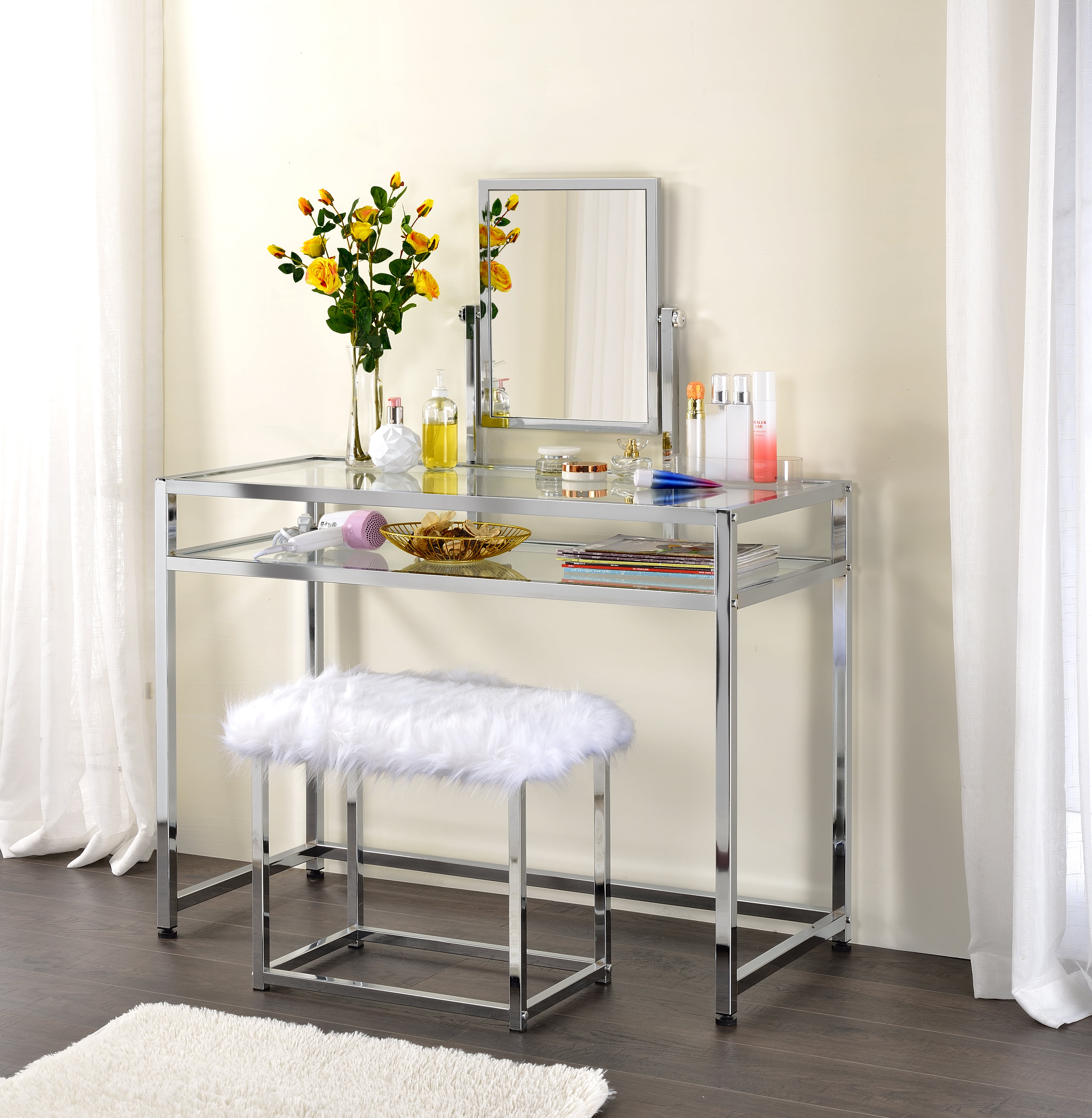 Vanity Table Set With Mirror For S