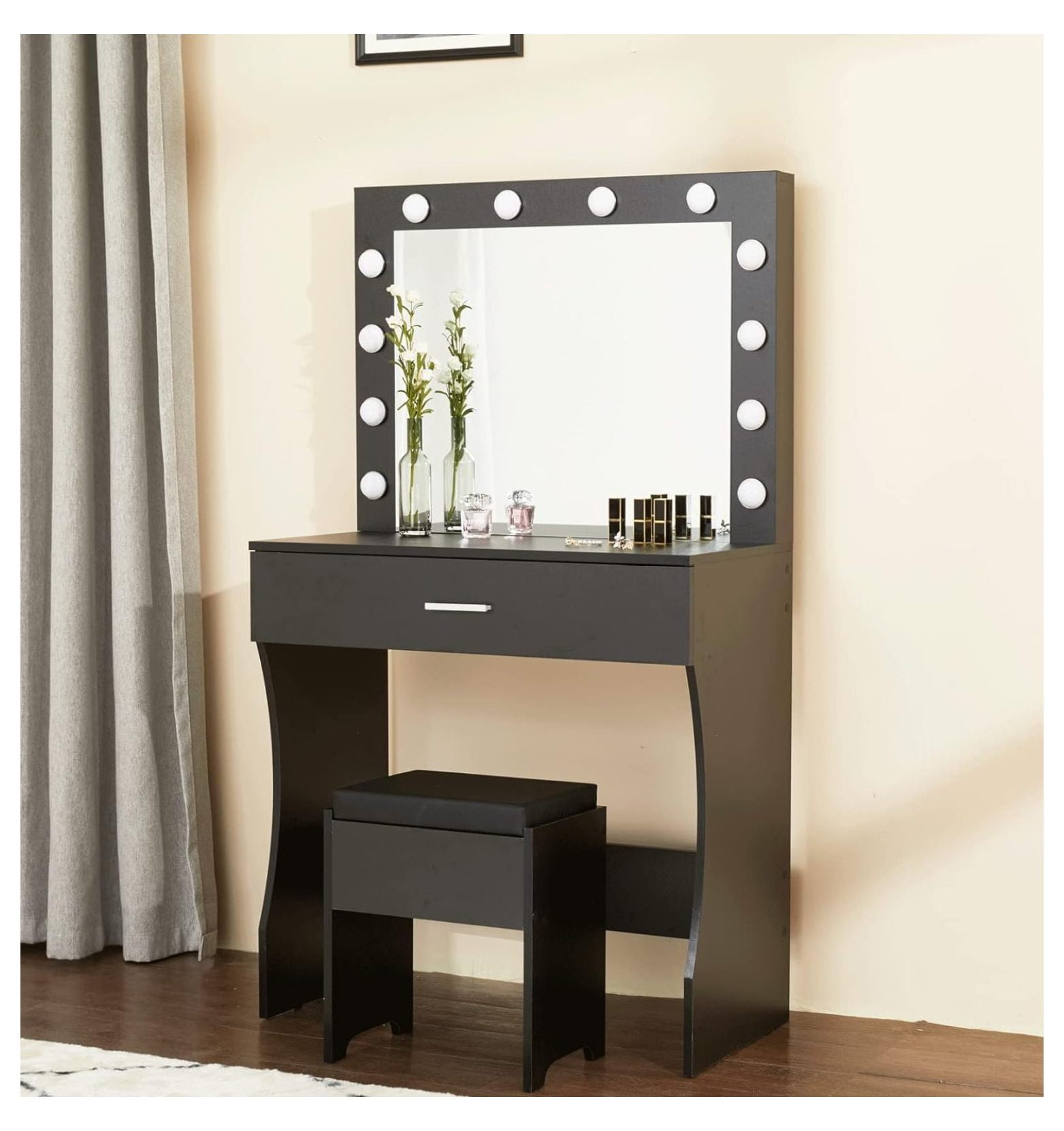 Vanity Table Set with Lighted Mirror, Makeup Vanity Desk for Girls