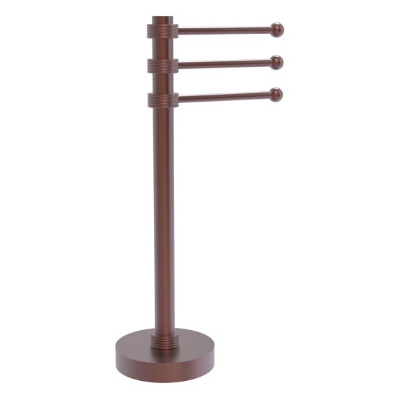 Vanity Top 3 Swing Arm Guest Towel Valet - Antique Copper / Grooved