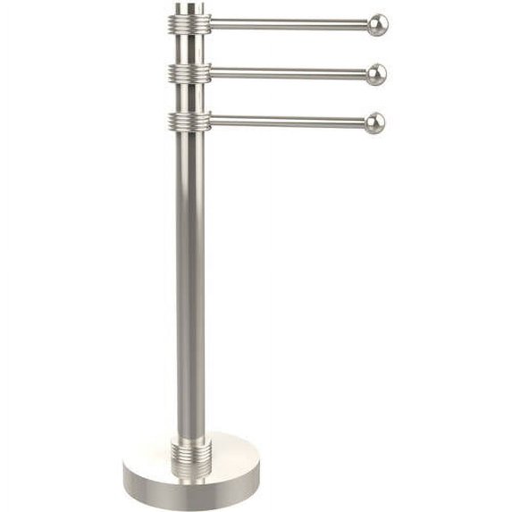 Vanity Top 3 Swing Arm Guest Towel Valet - Polished Nickel / Grooved