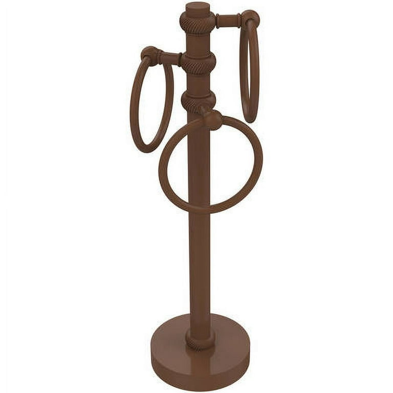 Allied Brass Vanity Top 3 Towel Ring Guest Towel Holder with Groovy Accents in Antique Copper Allied Brass Vanity Top 3 Towel Ring Guest Towel Holder with Groovy Accents in Antique Copper