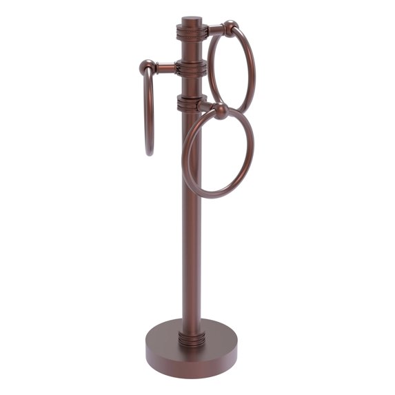 Vanity Top 3 Towel Ring Guest Towel Valet - Antique Copper / Dotted