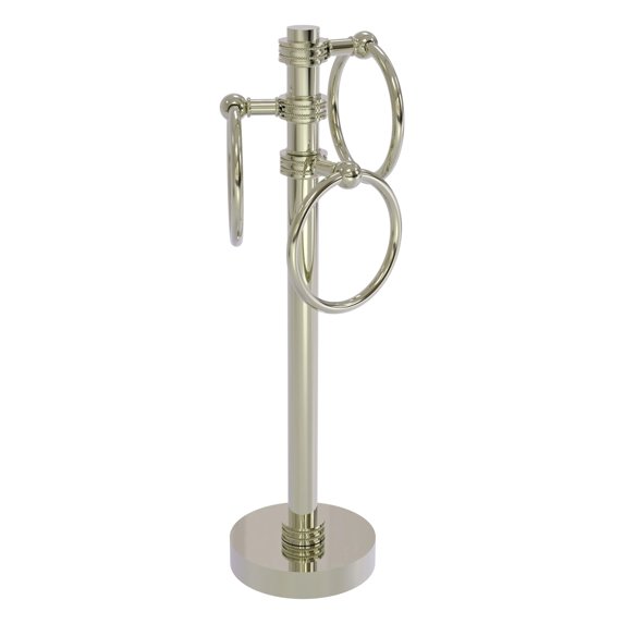 Vanity Top 3 Towel Ring Guest Towel Valet - Polished Nickel / Dotted