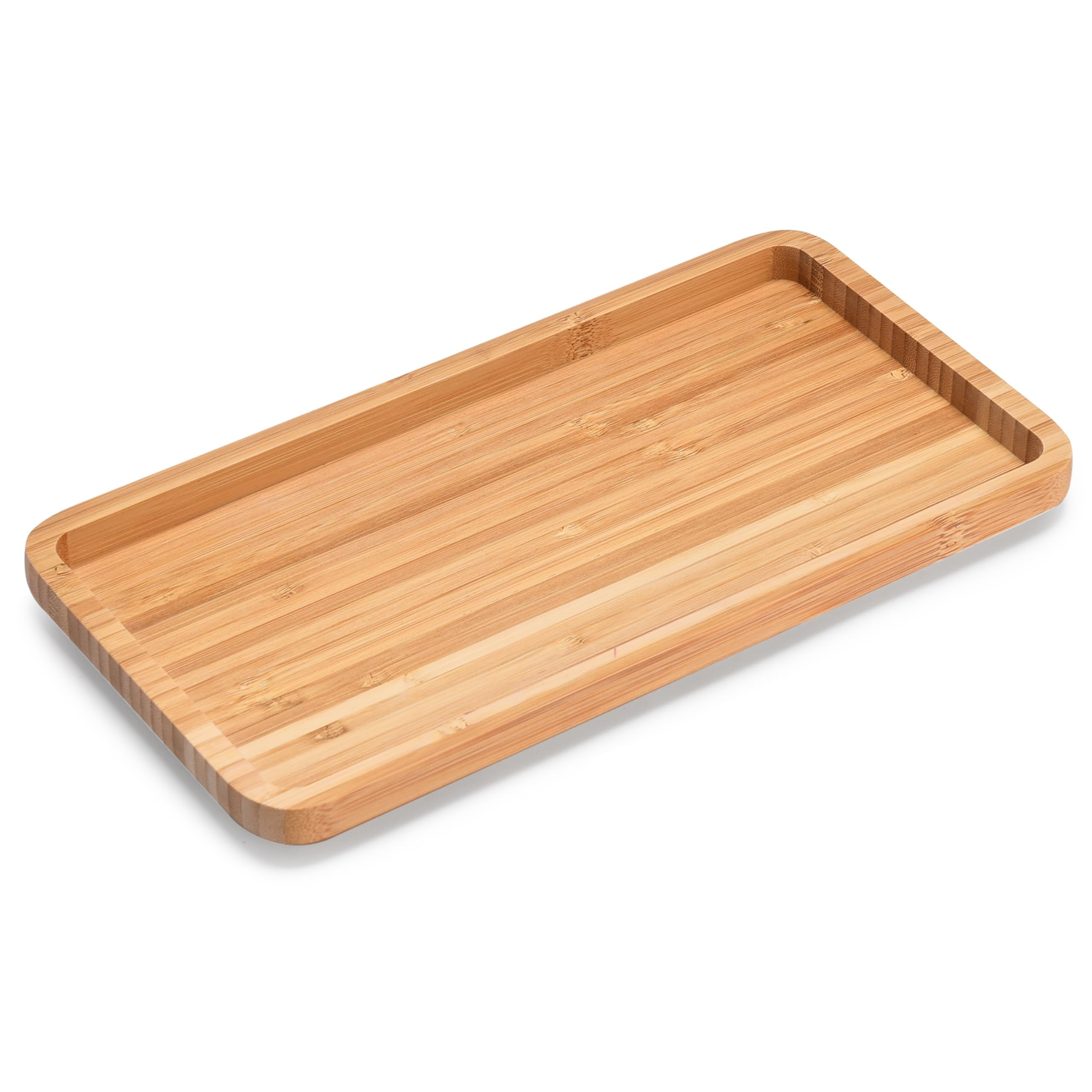 Bamboo Vanity Tray - Bathroom Decor Organizer for Counter - Modern Home Decor Organization Set for Soap Dispenser Candle Jewellery Perfume - 12in x 6in
