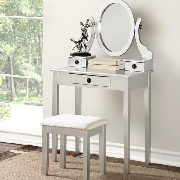 Vanity table with adjustable mirror and 3 storage drawers / Suitable for makeup in the bedroom