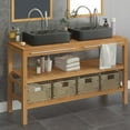 Vanity unit solid teak with washbasin marble black