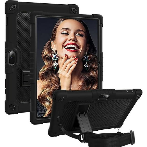 for Vankyo MatrixPad S10 Tablet Case YQSAVIOR CUPEISI Coopers YQ10S VIVIMAGE A10 A38 ZZB zb10 zb01 Aoyodkg A38 BYANDBY BYYQ10S 10.1" Case Built in Kickstand Shoulder Strap Shell (Black+Black)