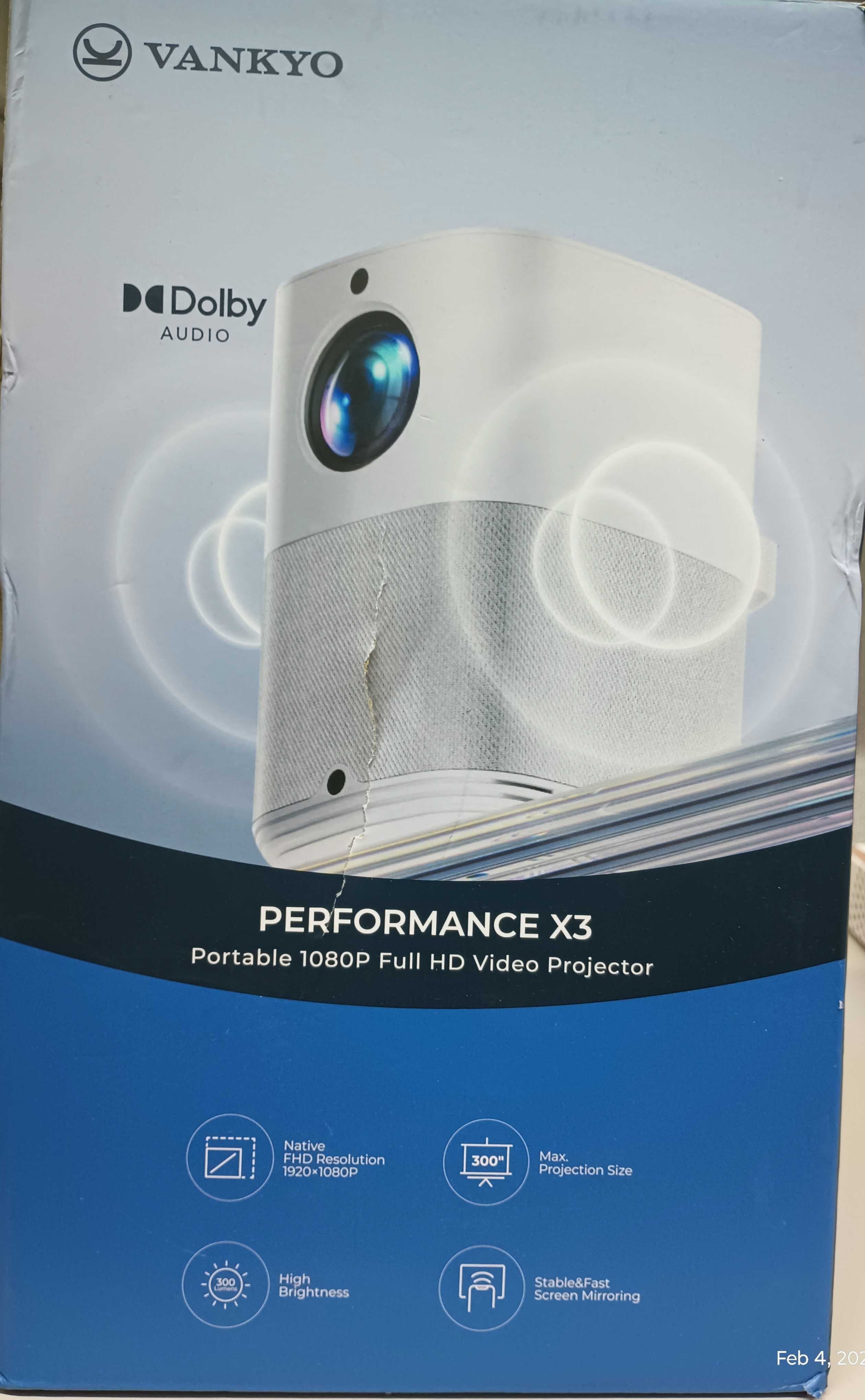 Vankyo - X3 Native 1080P Wireless Single LCD Projector - White