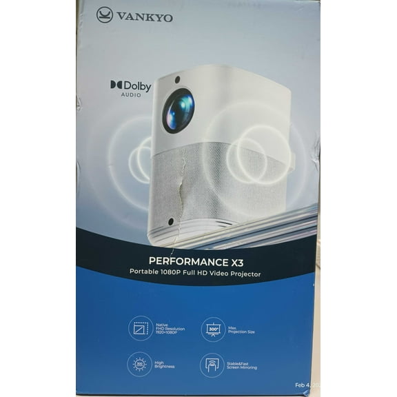 Vankyo - X3 Native 1080P Wireless Single LCD Projector - White