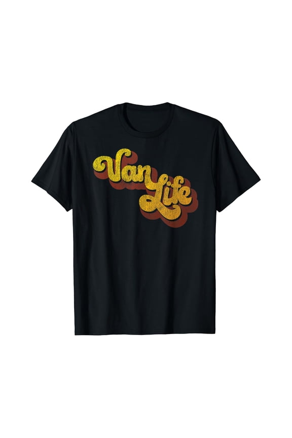 Vanlife Retro Distressed Van Life Logo T-Shirt Size S-5XL