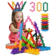 Vanmor 300 Pieces Building Blocks Kids STEM Toys Educational Building Toys Interlocking Solid Plastic Preschool Building Sets Solid Plastic Discs Sets Creativity Toys for Boys and Girls Aged 3+